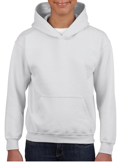 18500B Heavy Blend Youth Hooded Sweatshirt - White