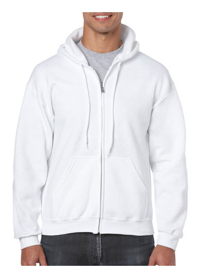 18600 Heavy Blend Adult Full Zip hooded Sweatshirt - White